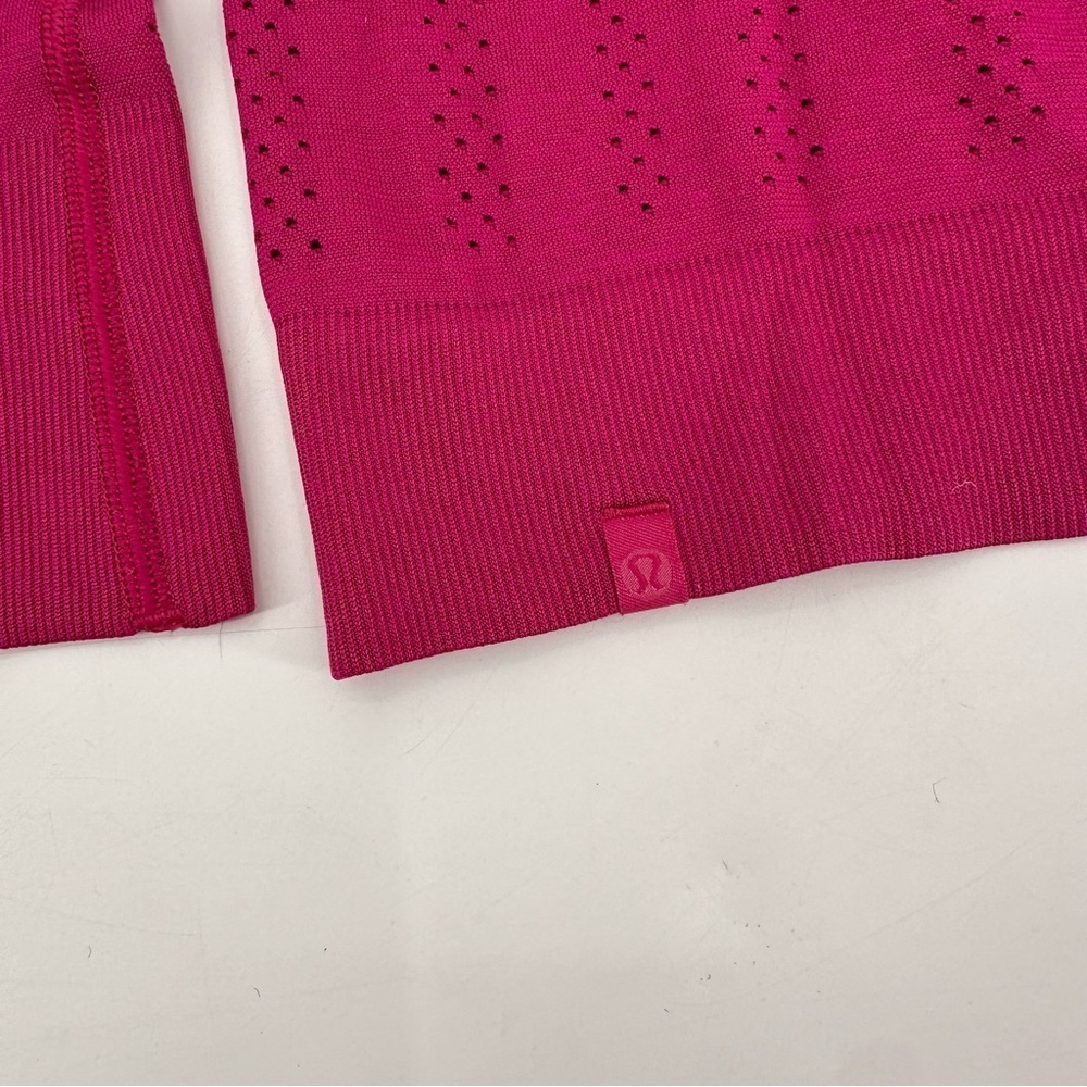 Lululemon Swiftly Breathe Long Sleeve Fletching Lines Ripened Raspberry Size 4 - Picture 5 of 5
